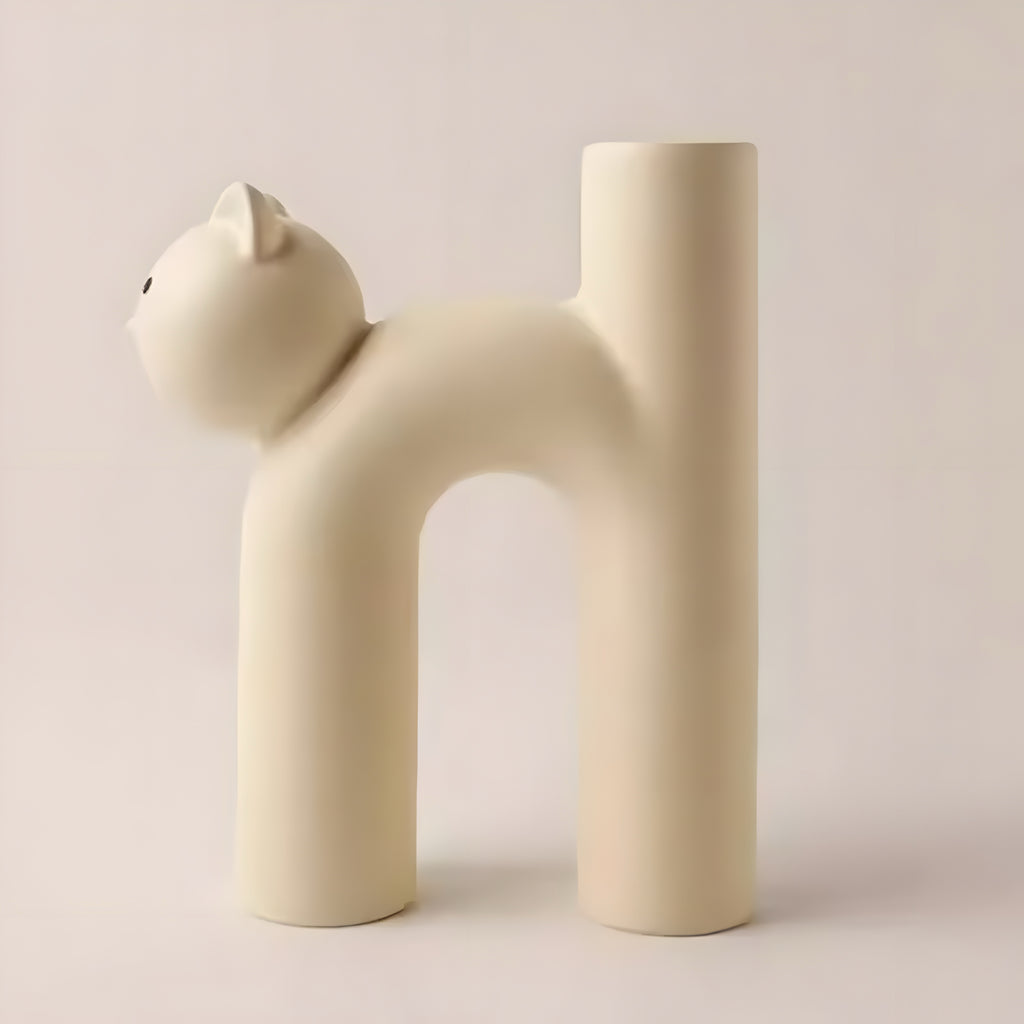 U-Shape Cartoon Cat Vase – Modern Ceramic Home Décor