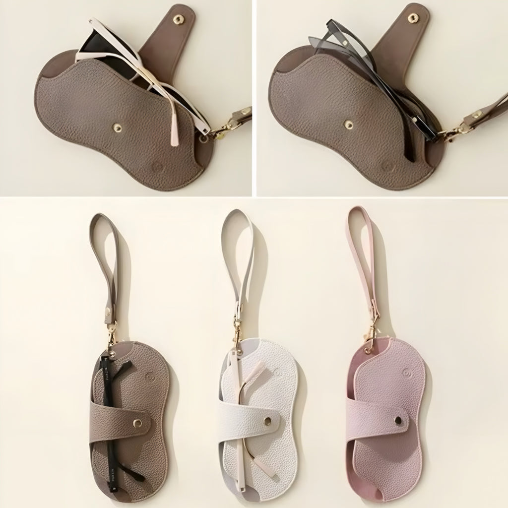 Soft Lychee Pattern PU Leather Glasses Bag – Retro Portable Case