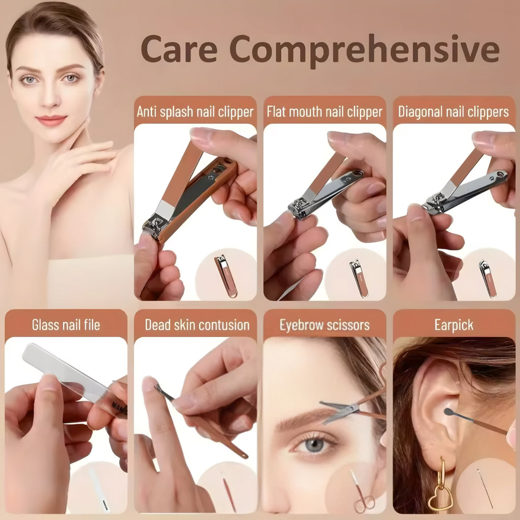 Stainless Steel Manicure Kit – All-in-One Portable Nail Care Set