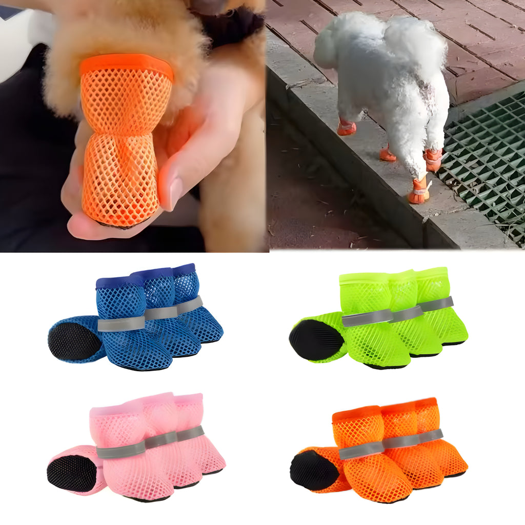 Fashion Breathable Dog Mesh Shoes (4-Piece Set)